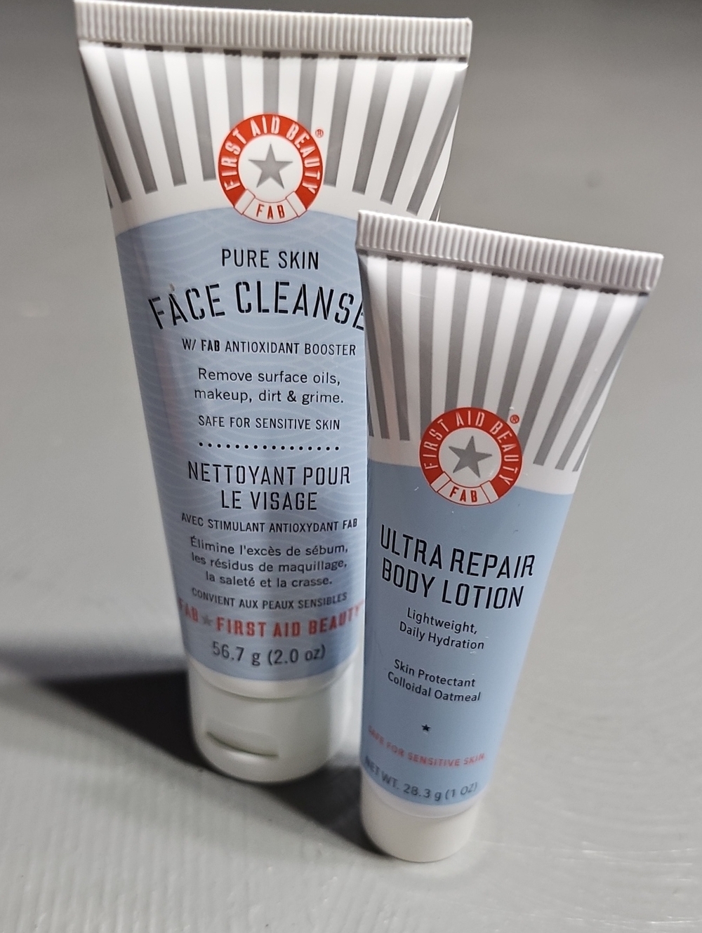 First Aid Beauty (FAB) Pure Skin Face Cleanser, Ultra Repair Body Lotion